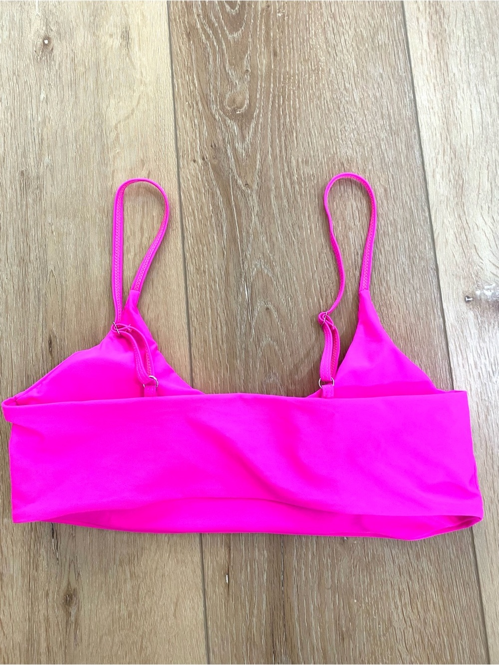 Blooming Jelly Bralette Neon Pink Bikini Top Scoop Neck Barbiecore Swimwear L - Picture 2 of 6